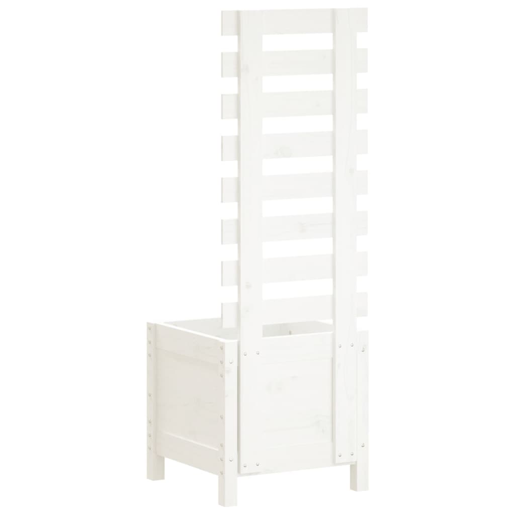 vidaXL Ζαρντινιέρα με Ράφι Λευκή 39x39,5x114εκ. από Μασίφ Ξύλο Πεύκου