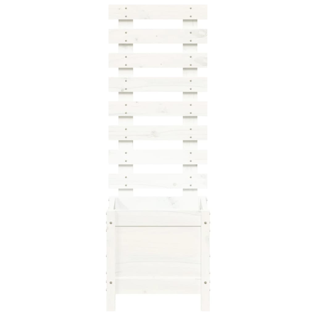 vidaXL Ζαρντινιέρα με Ράφι Λευκή 39x39,5x114εκ. από Μασίφ Ξύλο Πεύκου