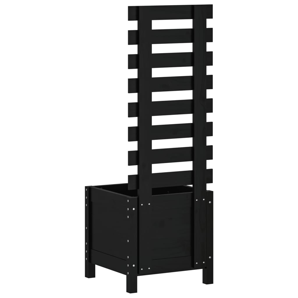 vidaXL Ζαρντινιέρα με Ράφι Μαύρη 39x39,5x114εκ. από Μασίφ Ξύλο Πεύκου