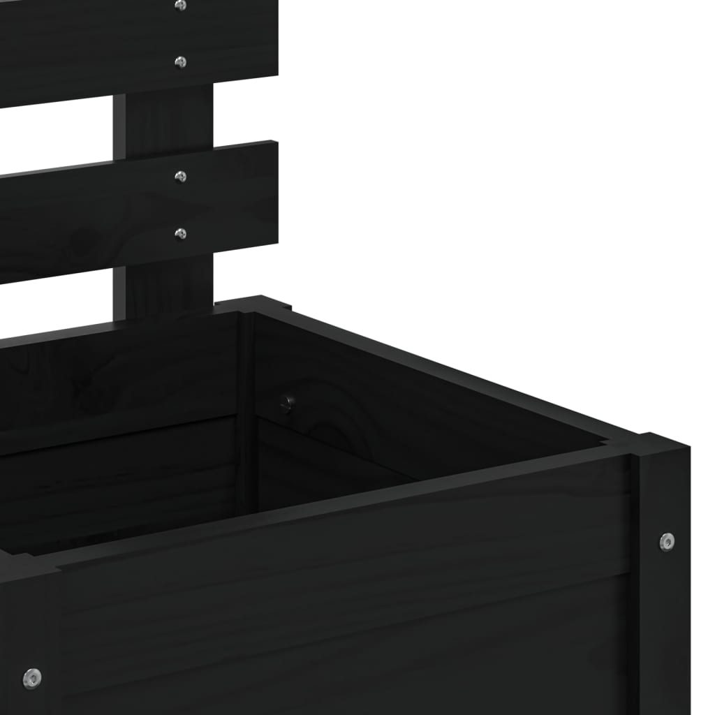 vidaXL Ζαρντινιέρα με Ράφι Μαύρη 39x39,5x114εκ. από Μασίφ Ξύλο Πεύκου