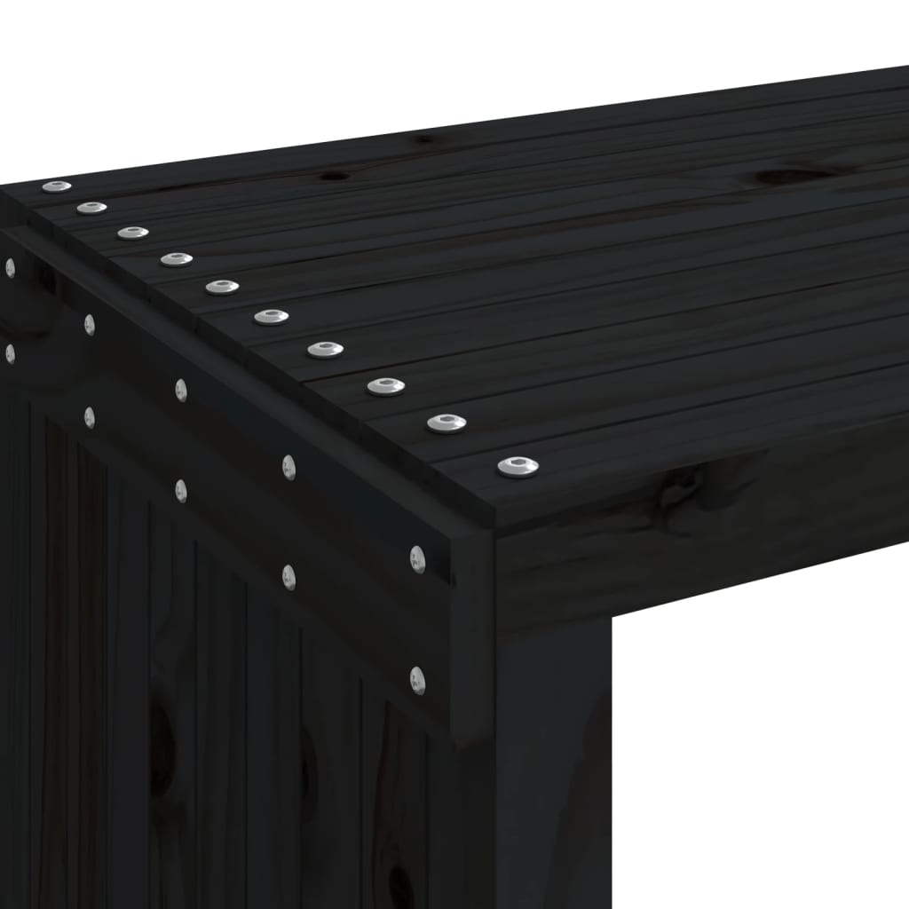 vidaXL Παγκάκι Κήπου Επεκτάσιμο Μαύρο 212,5x40,5x45εκ. Μασίφ Πεύκο