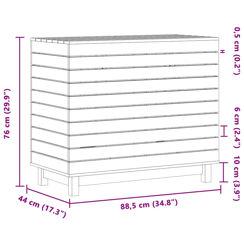 vidaXL Καλάθι Ρούχων 88,5 x 44 x 76 εκ. από Μασίφ Ξύλο Πεύκου