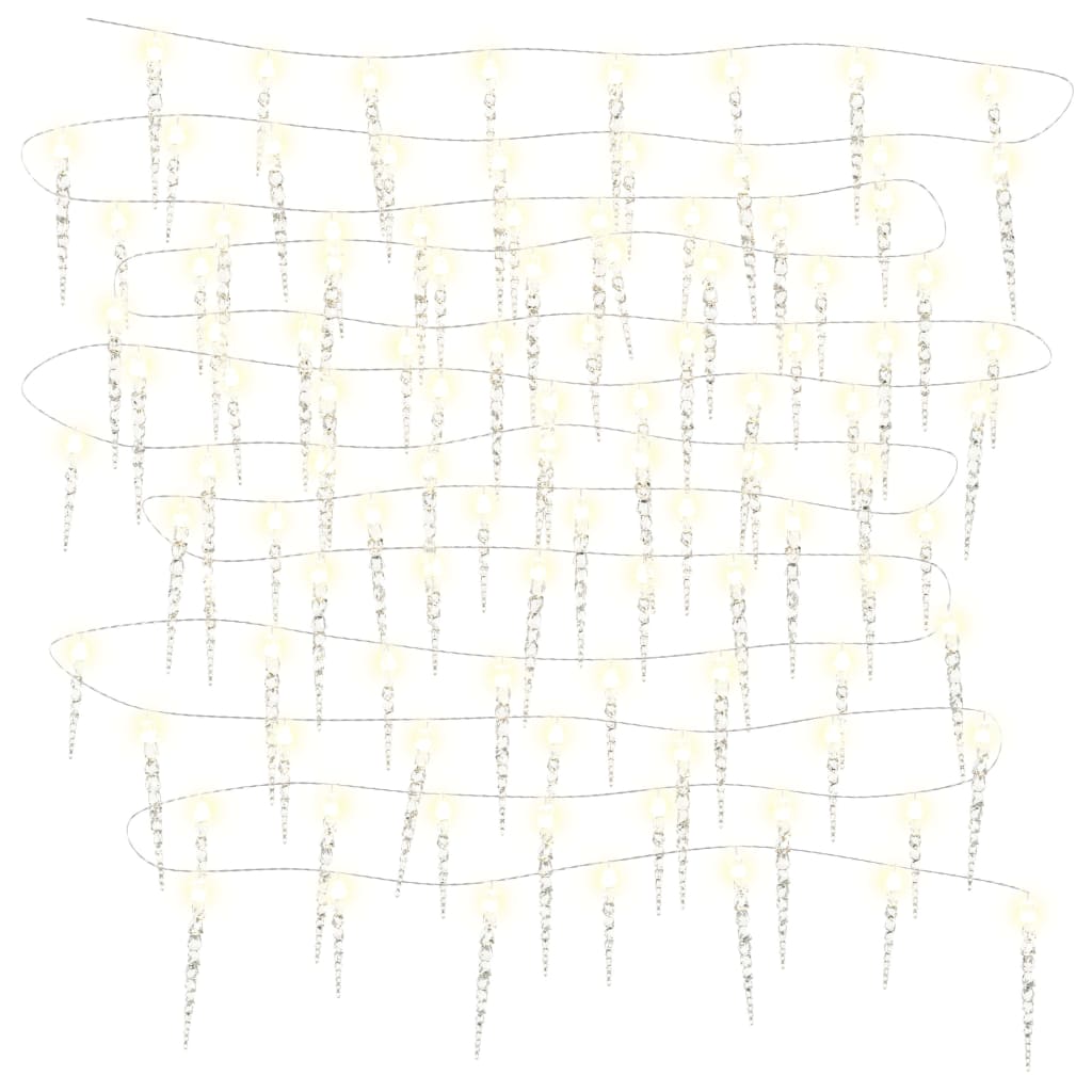 vidaXL Φωτάκια Σταλακτίτες Χριστ. 100LED Θερμό Λευκό 10μ. Ακρυλικό PVC