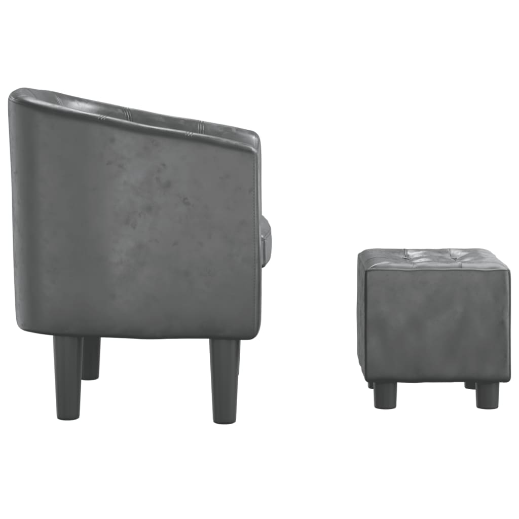 vidaXL Πολυθρόνα Μπάρελ με Υποπόδιο Γκρι από Συνθετικό Δέρμα