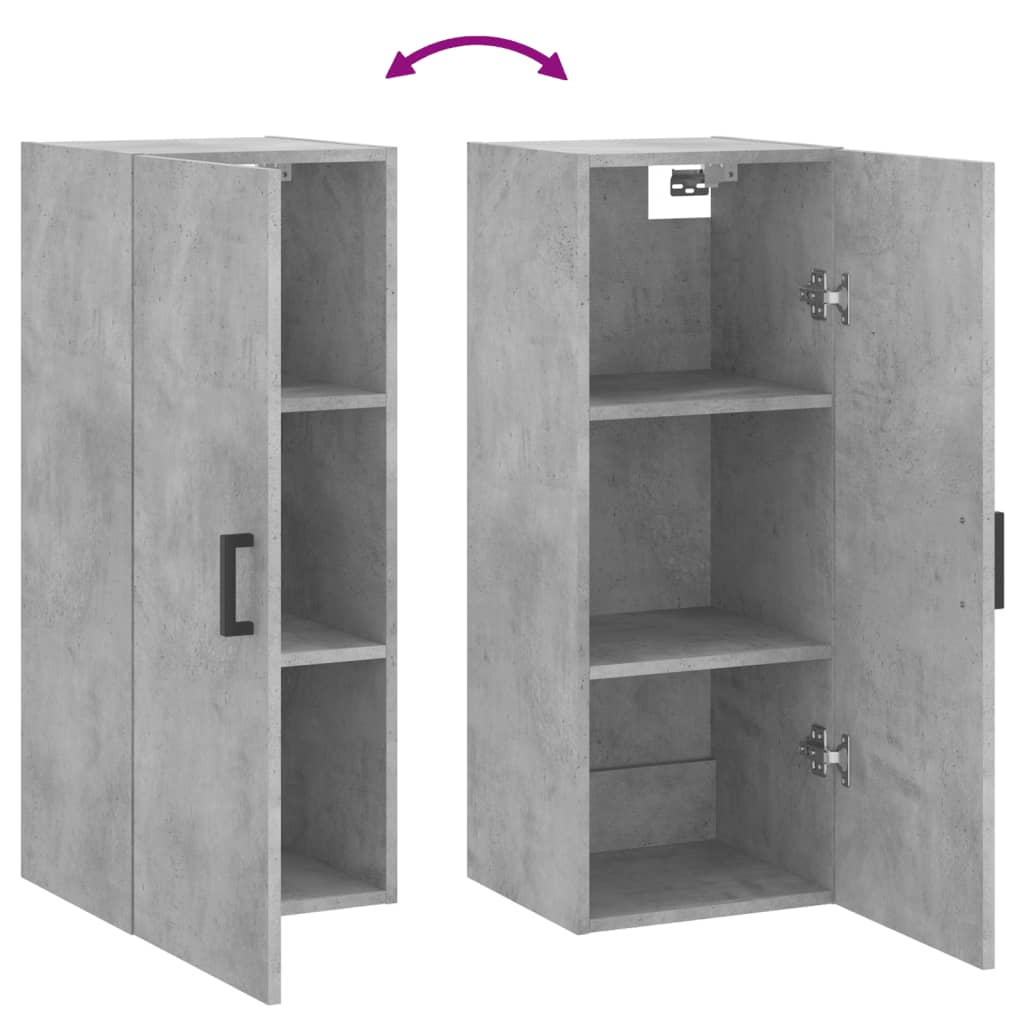 vidaXL Ντουλάπι Τοίχου Γκρι Σκυροδέματος 34,5 x 34 x 90 εκ.