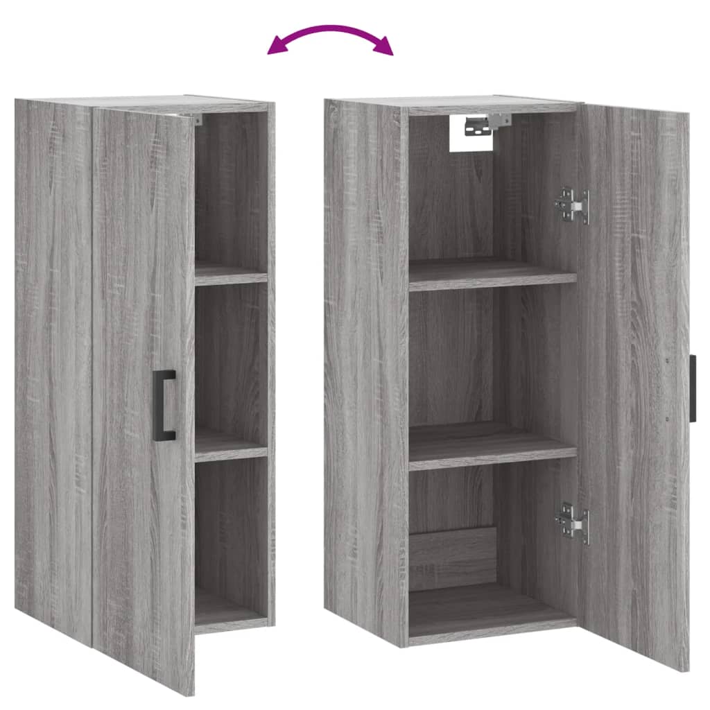vidaXL Ντουλάπι Τοίχου Γκρι Sonoma 34,5 x 34 x 90 εκ.