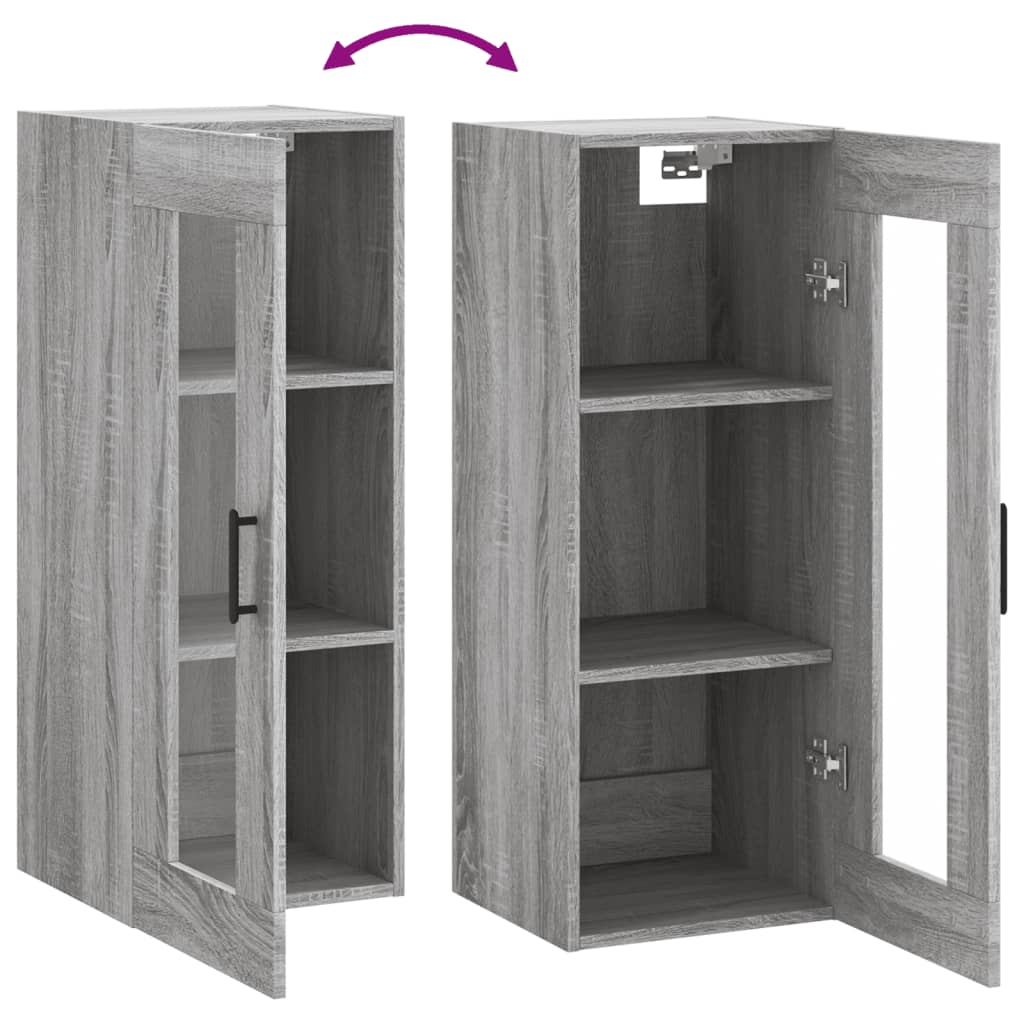 vidaXL Ντουλάπι Τοίχου Γκρι Sonoma 34,5 x 34 x 90 εκ.