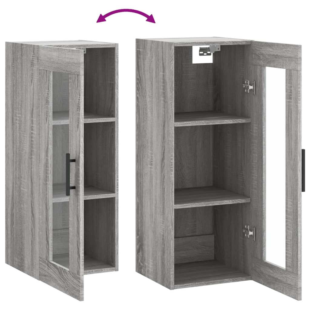 vidaXL Ντουλάπι Τοίχου Γκρι Sonoma 34,5 x 34 x 90 εκ.