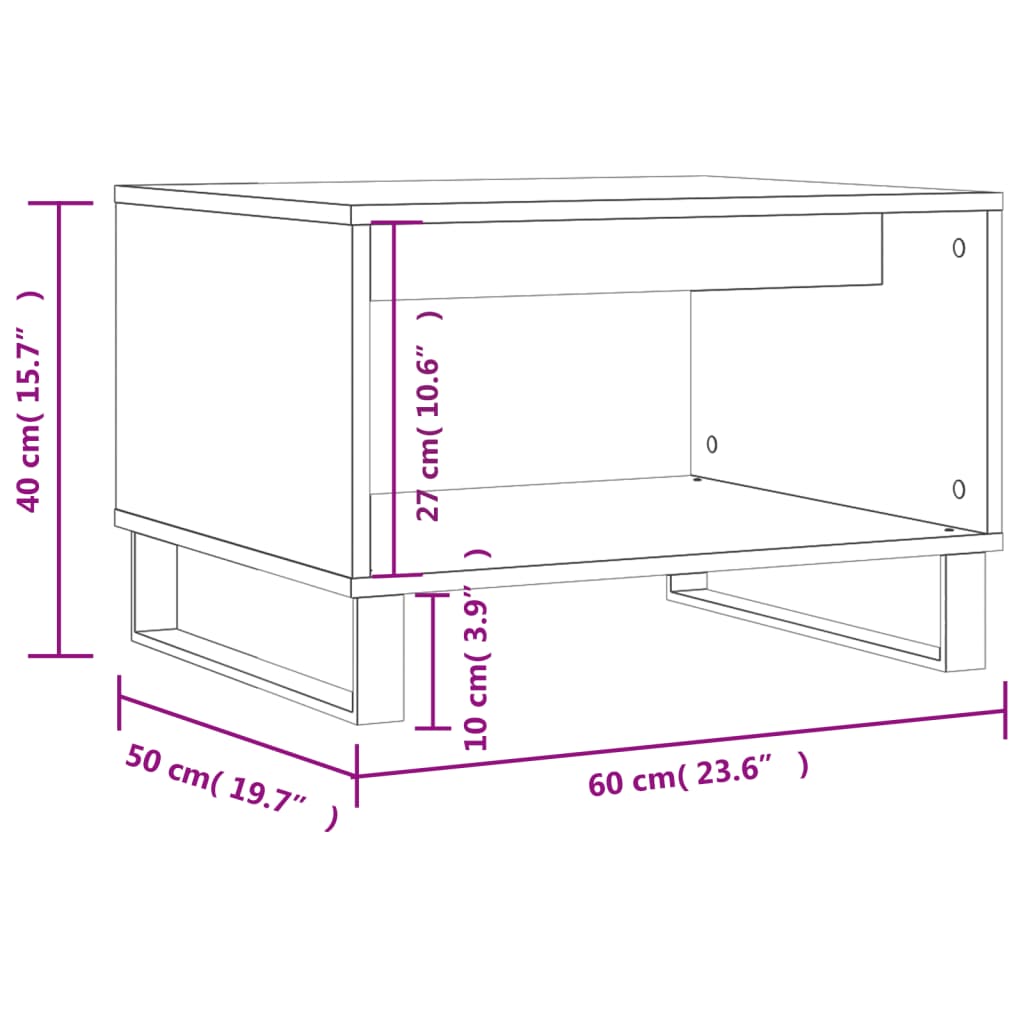 vidaXL Τραπεζάκι Σαλονιού Λευκό 60 x 50 x 40 εκ. από Επεξεργ. Ξύλο