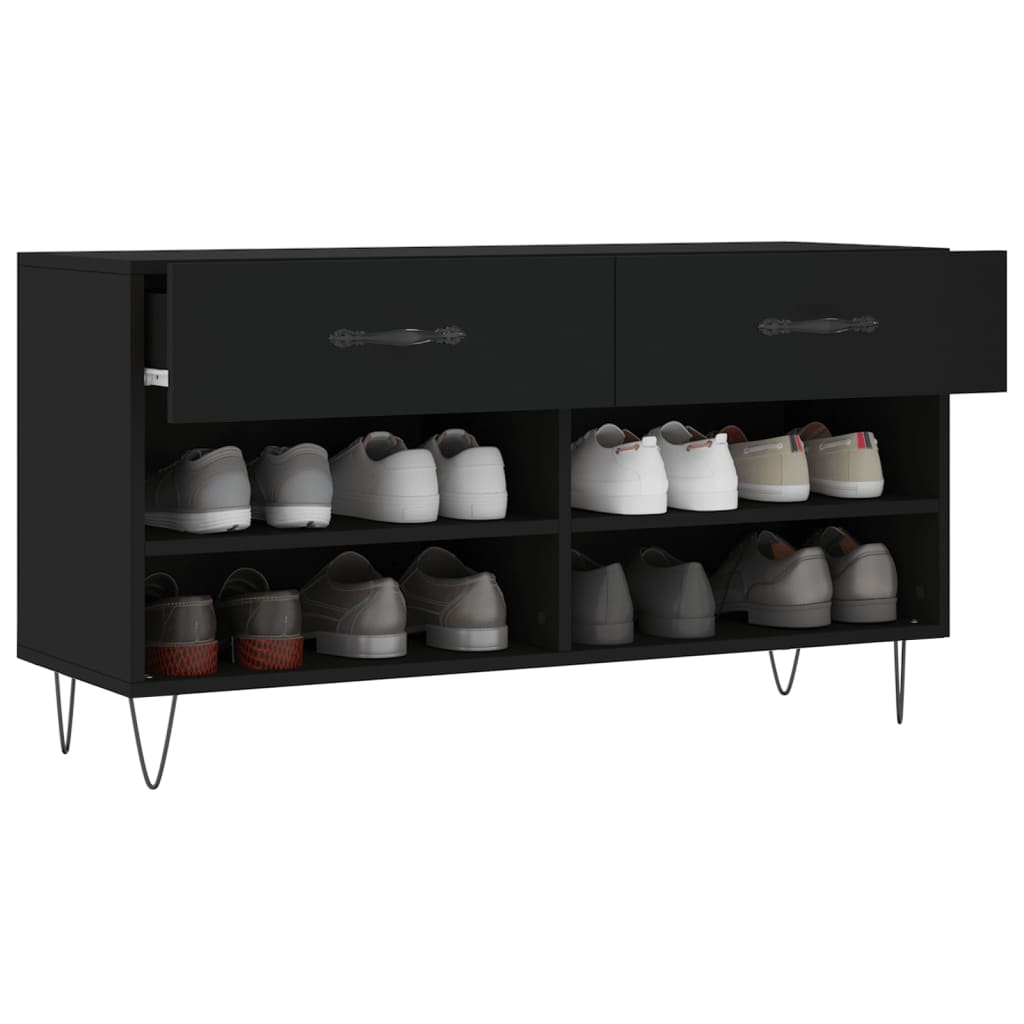 vidaXL Παπουτσοθήκη Μαύρη 102 x 35 x 55 εκ. από Επεξεργασμένο Ξύλο