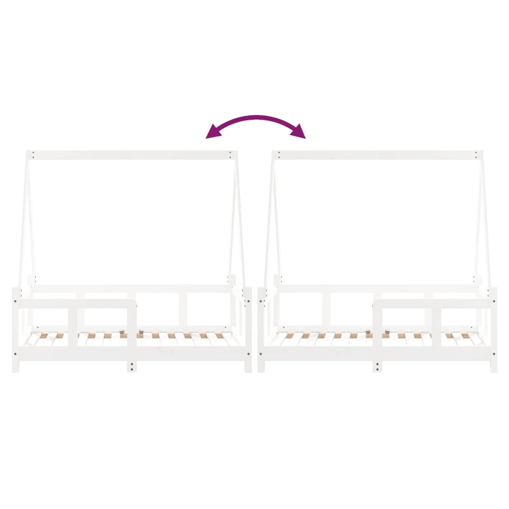 vidaXL Πλαίσιο Παιδικού Κρεβατιού Λευκό 70 x 140 εκ. Μασίφ Ξύλο Πεύκου