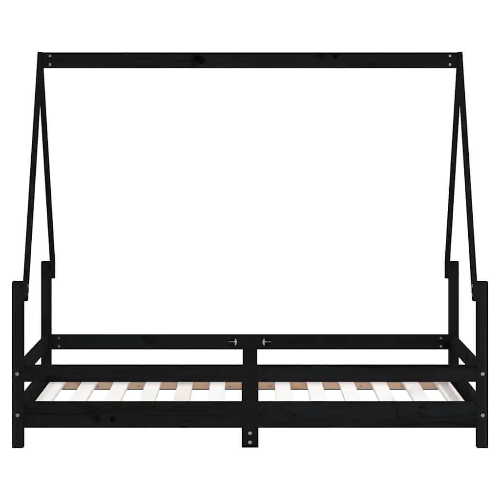 vidaXL Πλαίσιο Παιδικού Κρεβατιού Μαύρο 80x160 εκ. Μασίφ Ξύλο Πεύκου