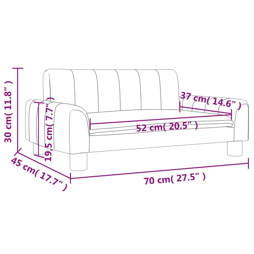 vidaXL Καναπές Παιδικός Μαύρος 70 x 45 x 30 εκ. από Συνθετικό Δέρμα
