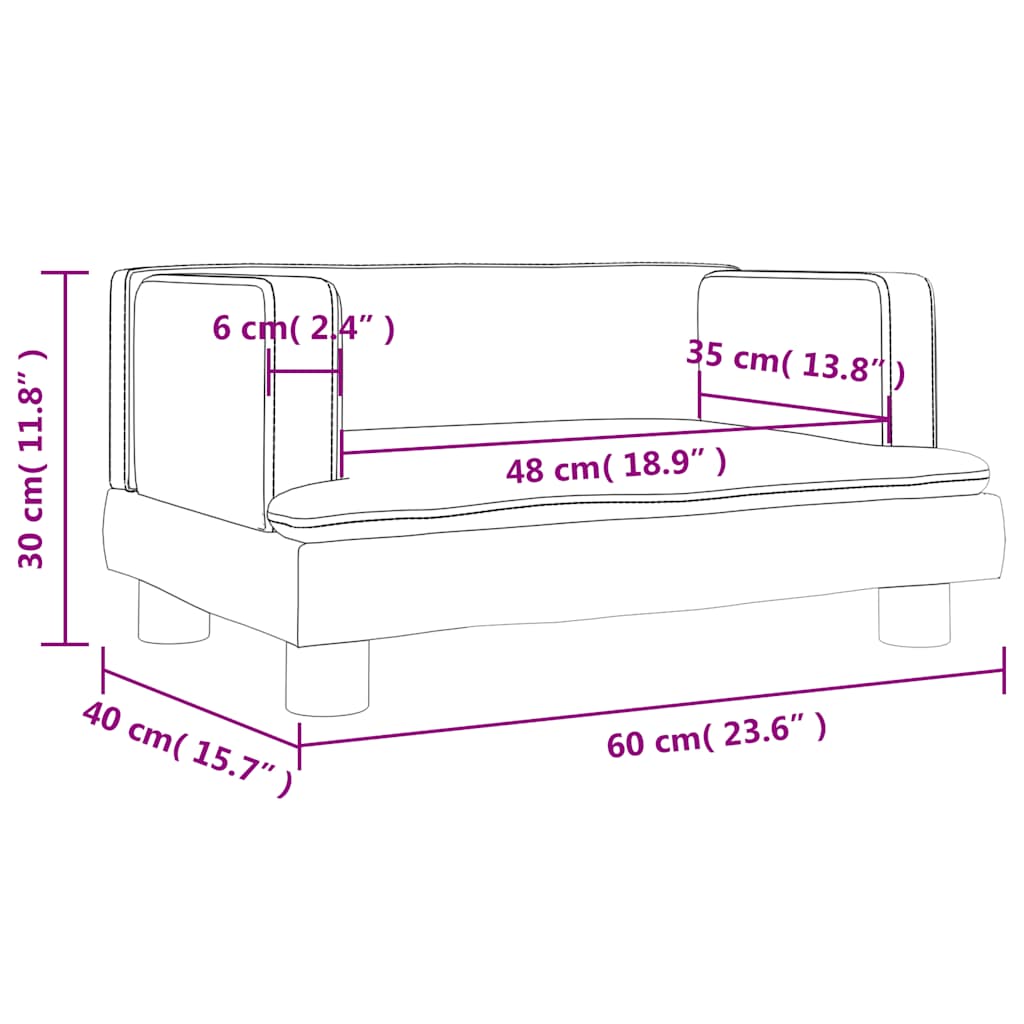 vidaXL Καναπές Παιδικός Κρεμ 60 x 40 x 30 εκ. από Συνθετικό Δέρμα