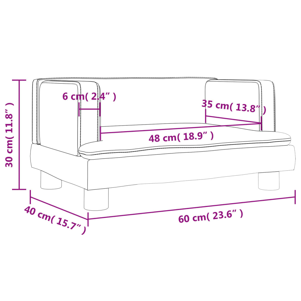 vidaXL Καναπές Παιδικός Γκρι 60 x 40 x 30 εκ. από Συνθετικό Δέρμα