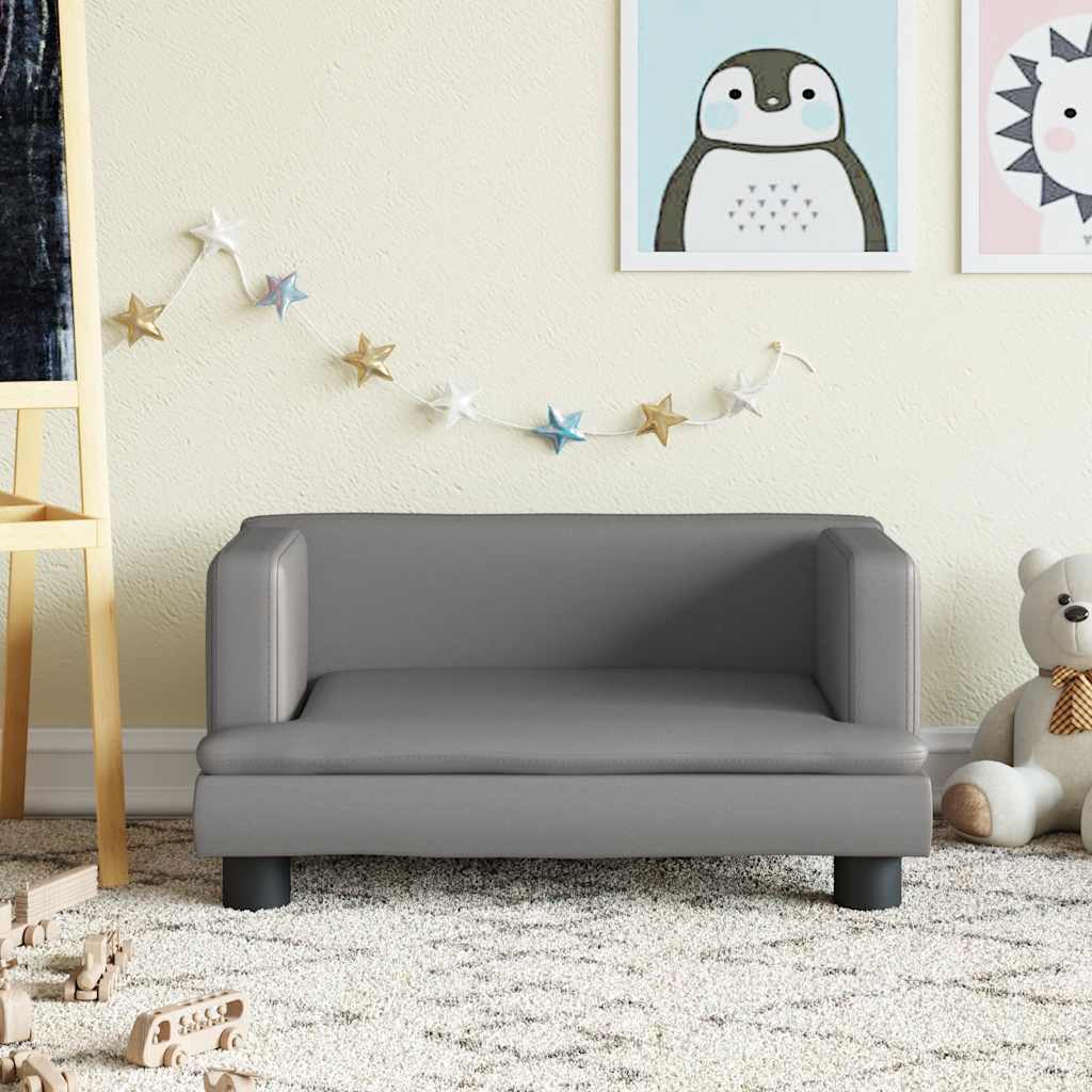 vidaXL Καναπές Παιδικός Γκρι 60 x 40 x 30 εκ. από Συνθετικό Δέρμα