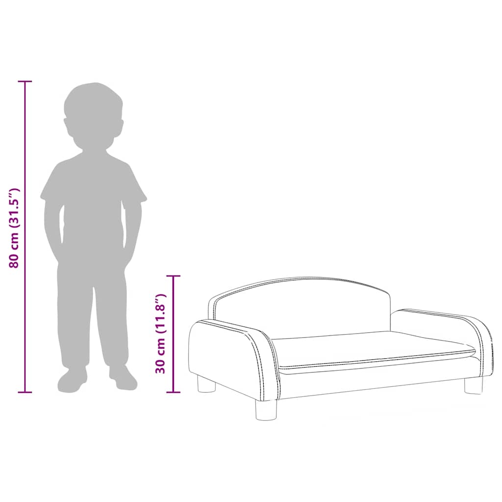 vidaXL Καναπές Παιδικός Γκρι 70 x 45 x 30 εκ. από Συνθετικό Δέρμα