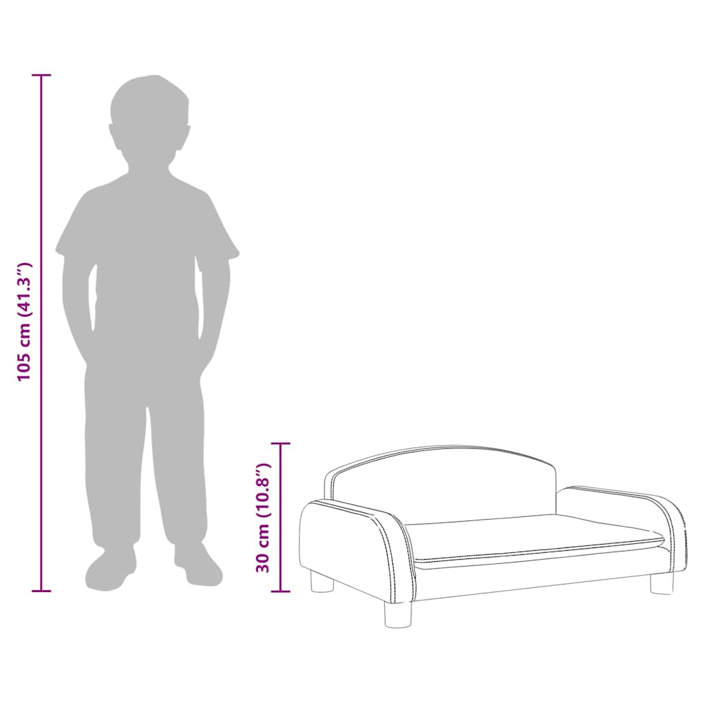 vidaXL Καναπές Παιδικός Γκρι 70 x 45 x 30 εκ. από Συνθετικό Δέρμα