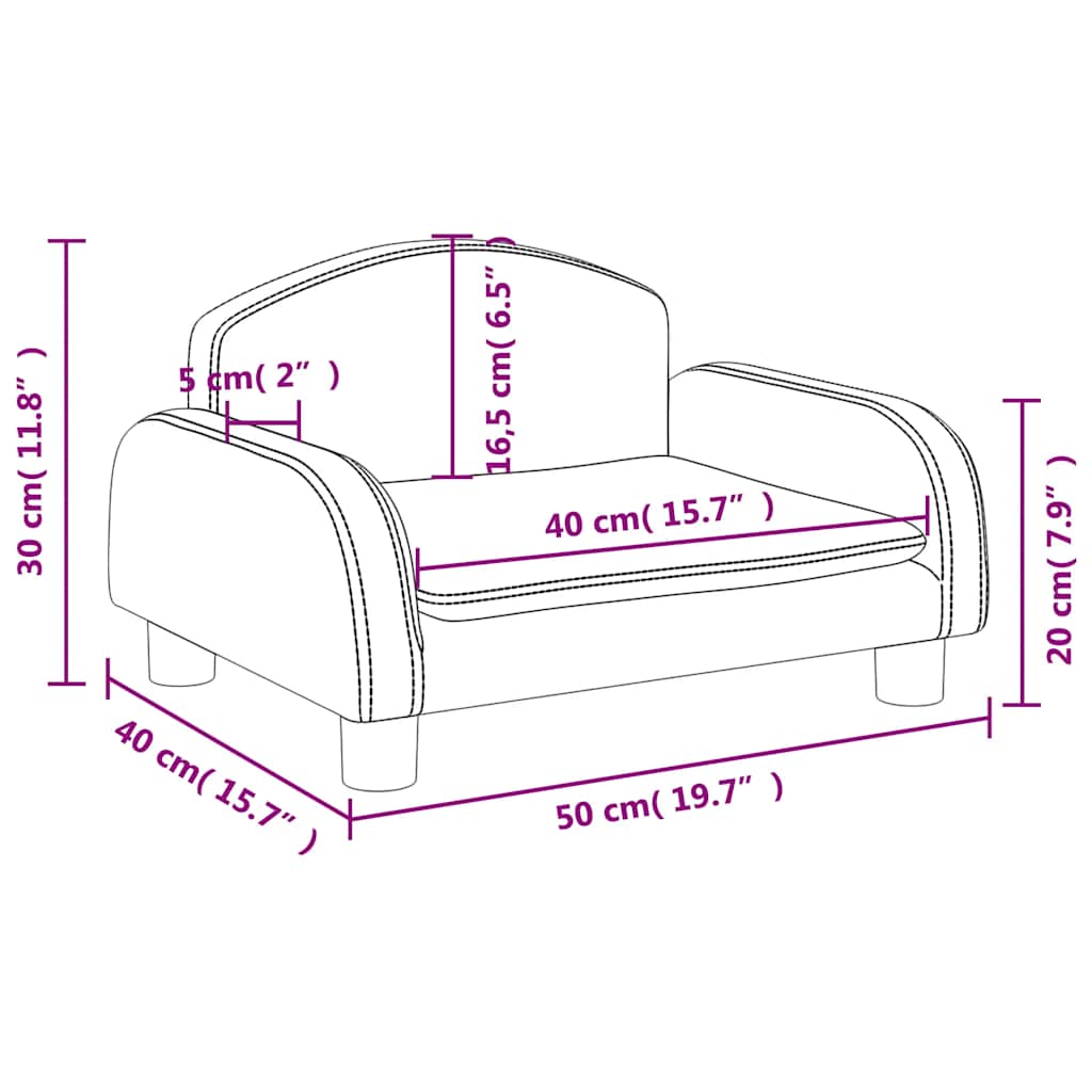 vidaXL Καναπές Παιδικός Μαύρος 50 x 40 x 30 εκ. από Συνθετικό Δέρμα