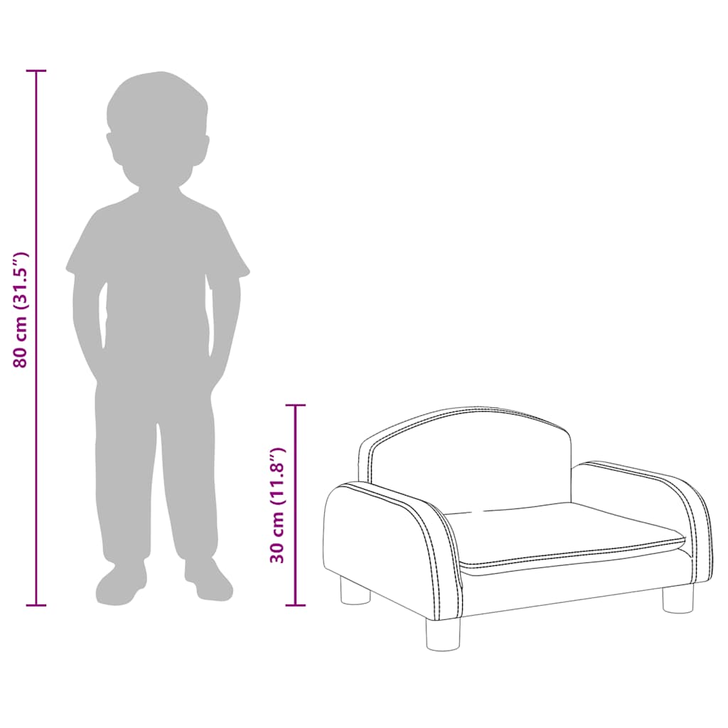 vidaXL Καναπές Παιδικός Μαύρος 50 x 40 x 30 εκ. από Συνθετικό Δέρμα