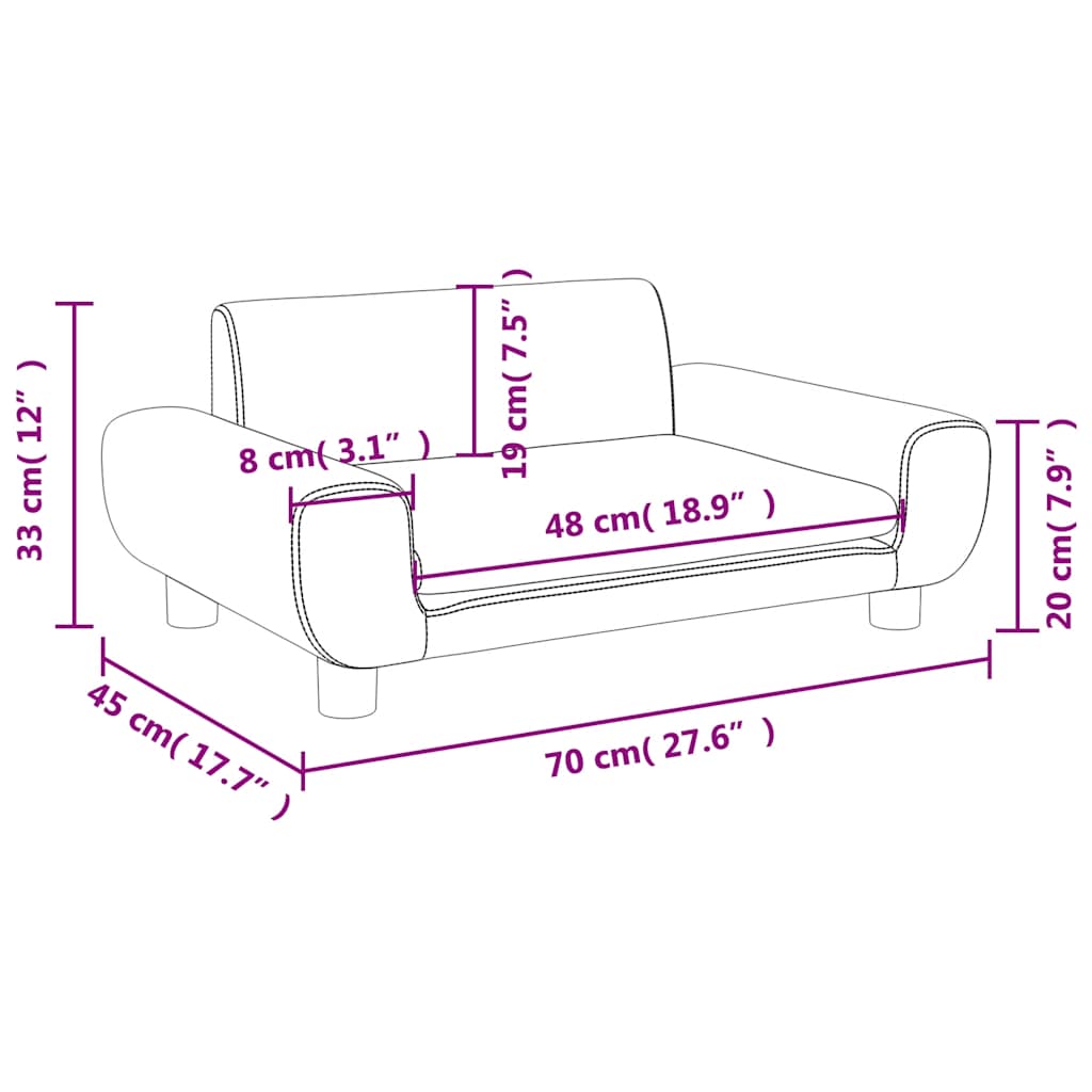 vidaXL Καναπές Παιδικός Ροζ 70 x 45 x 33 εκ. από Βελούδο