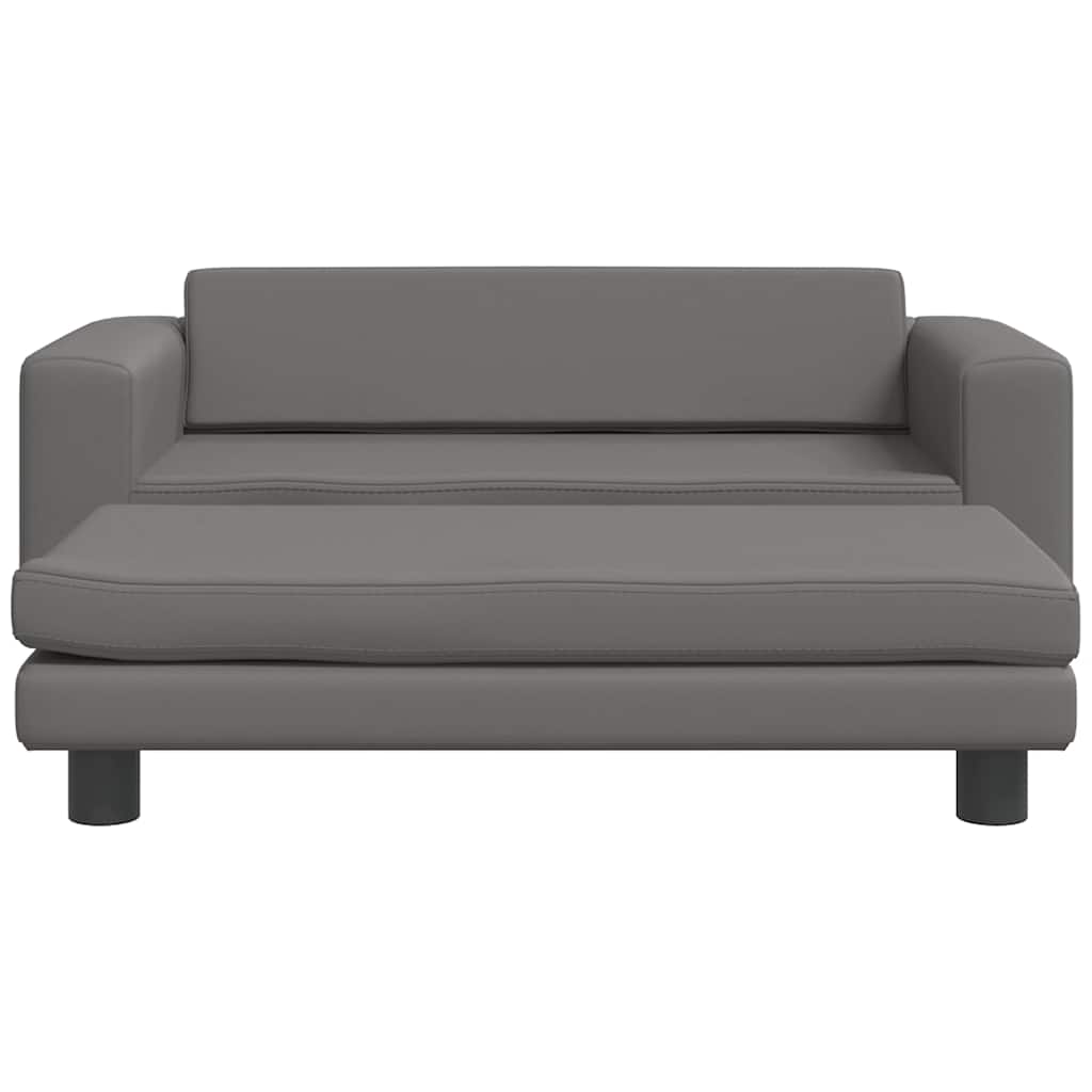 vidaXL Καναπές Παιδικός με Υποπόδιο Γκρι 100 x 50 x 30 εκ. Συνθ. Δέρμα