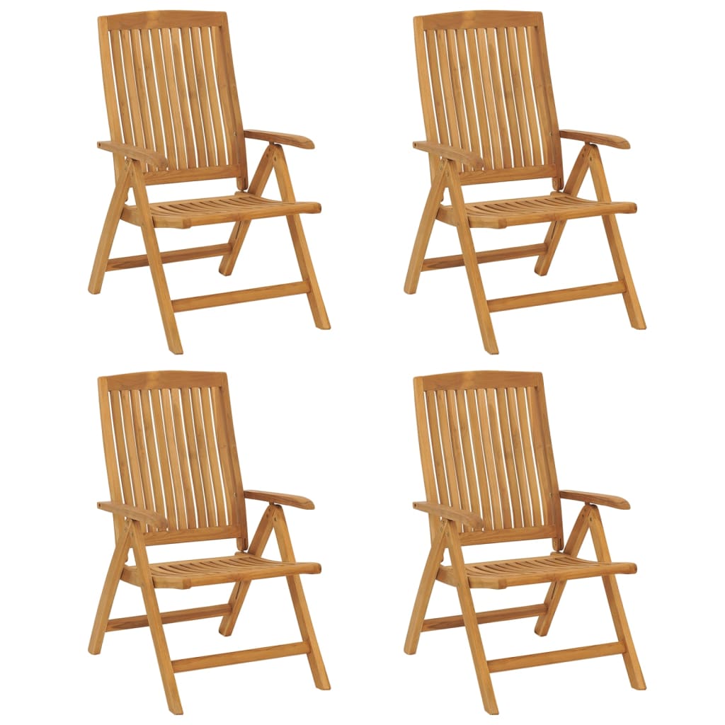 vidaXL Ανακλινόμενες πτυσσόμενες καρέκλες με μαξιλάρια 4 τεμάχια από μασίφ ξύλο τικ
