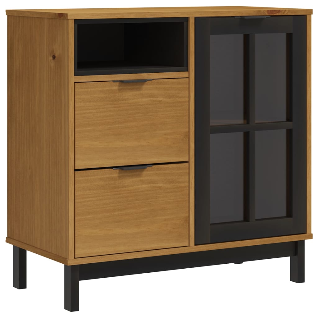 vidaXL Ντουλάπι FLAM 80x40x80εκ. από Μασίφ Ξύλο Πεύκο με Γυάλινη Πόρτα