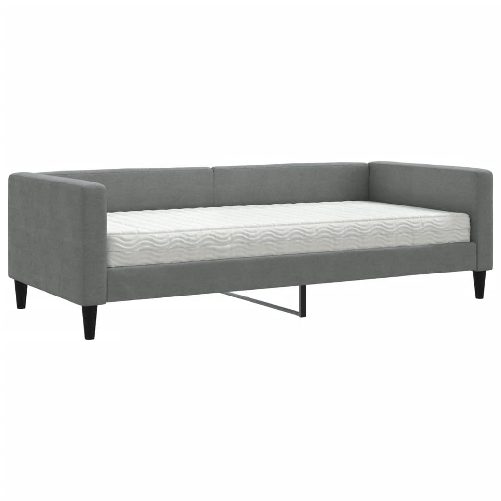 vidaXL Καναπές Κρεβάτι με Στρώμα Σκούρο Γκρι 90 x 190 εκ. Υφασμάτινο
