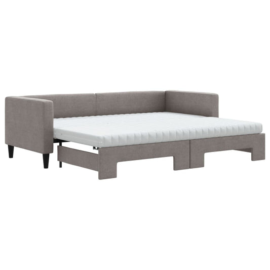 vidaXL Καναπές Κρεβάτι Συρόμενος Taupe 80x200 εκ. Υφασμάτινος Στρώματα