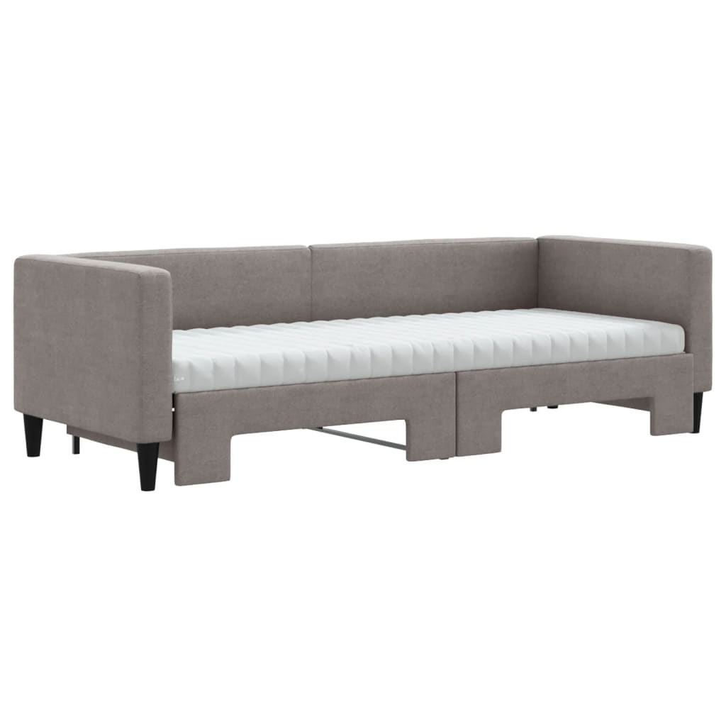 vidaXL Καναπές Κρεβάτι Συρόμενος Taupe 80x200 εκ. Υφασμάτινος Στρώματα
