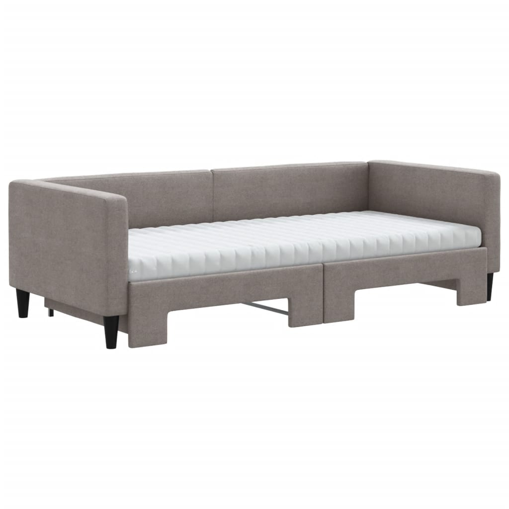 vidaXL Καναπές Κρεβάτι Συρόμενος Taupe 90x200 εκ. Ύφασμα Στρώματα