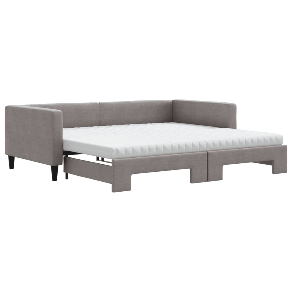 vidaXL Καναπές Κρεβάτι Συρόμενος Taupe 100x200εκ. Υφασμάτινος Στρώματα