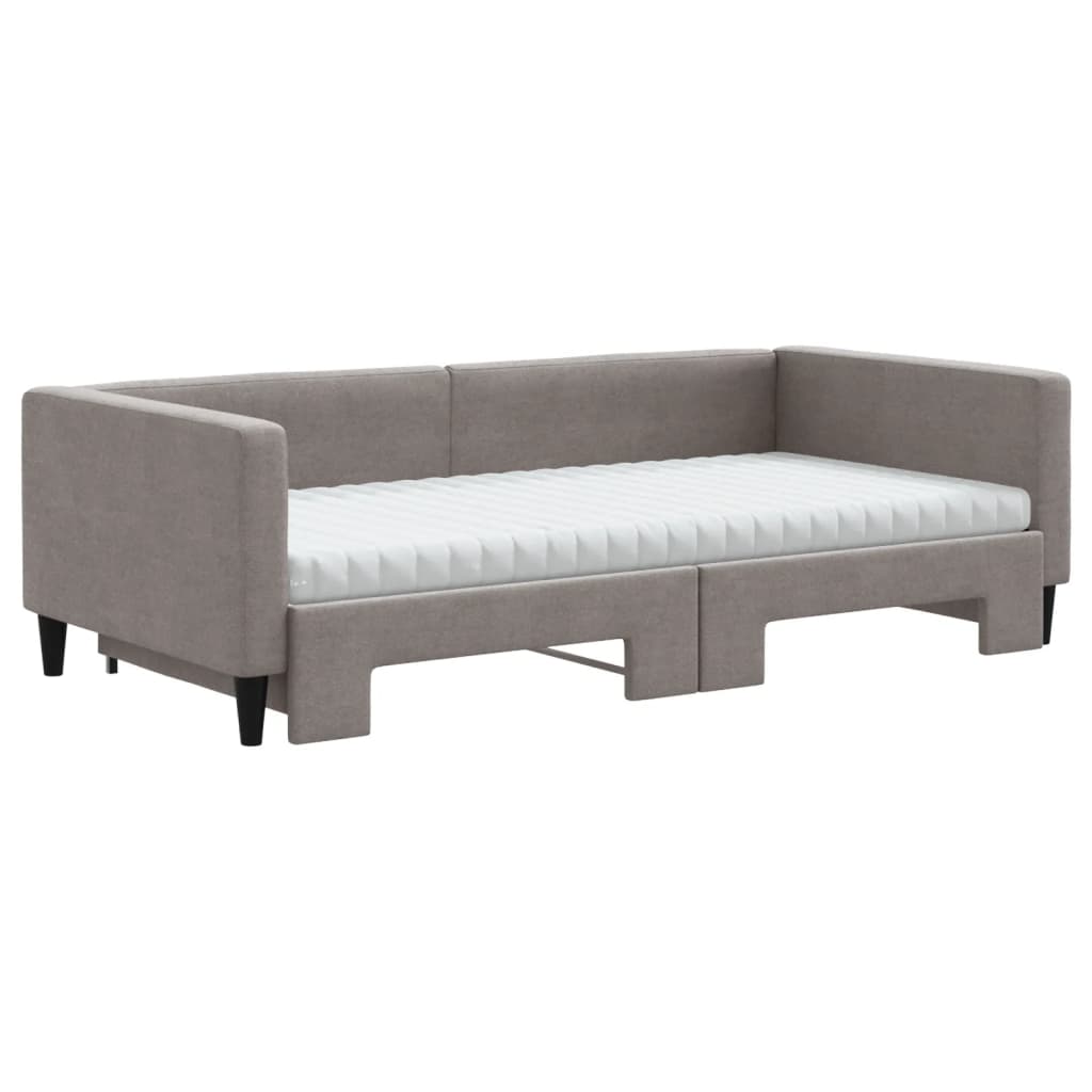 vidaXL Καναπές Κρεβάτι Συρόμενος Taupe 100x200εκ. Υφασμάτινος Στρώματα