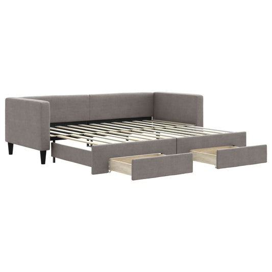 vidaXL Καναπές Κρεβάτι Συρόμενος Taupe 80x200 εκ. Υφασμάτινος Συρτάρια