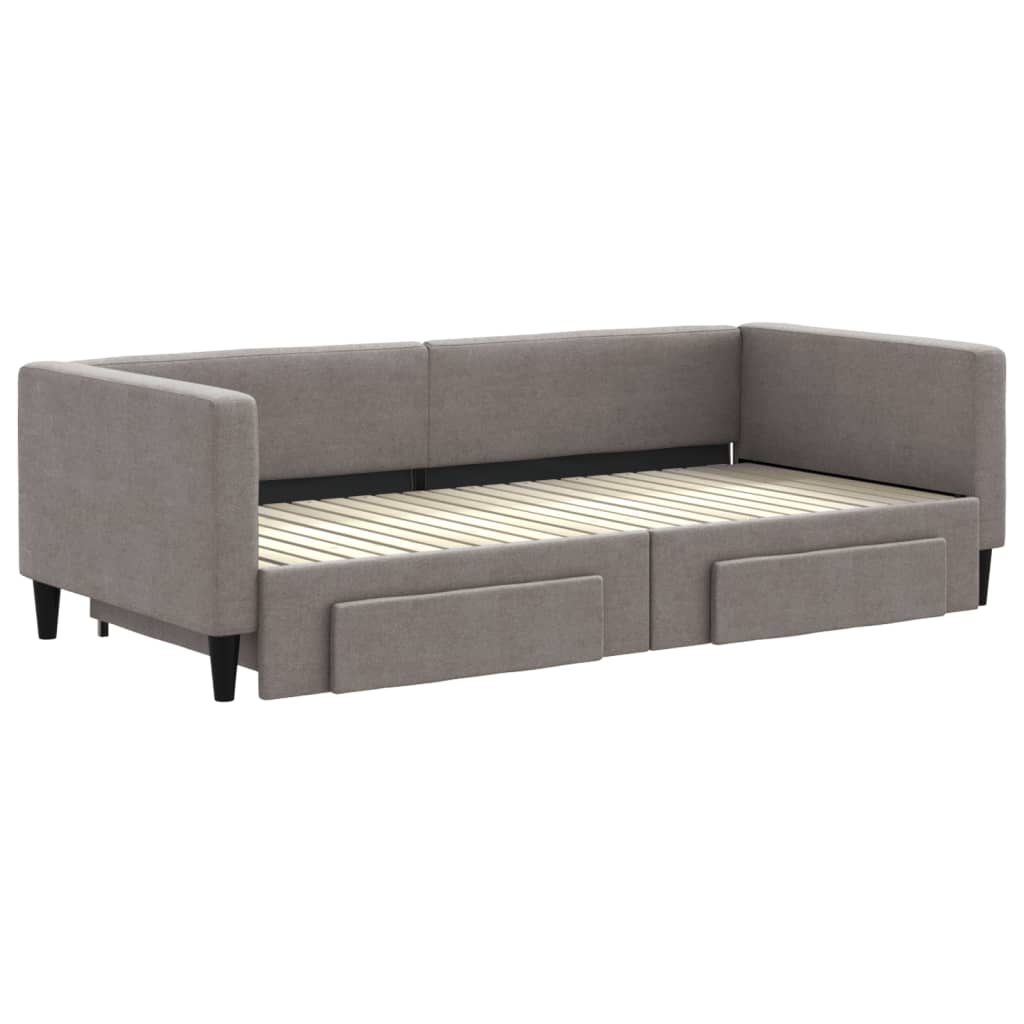 vidaXL Καναπές Κρεβάτι Συρόμενος Taupe 90x200 εκ. Ύφασμα & Συρτάρια