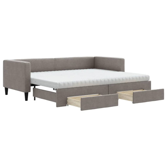 vidaXL Καναπές Κρεβάτι Συρόμενος Taupe 80x200 εκ. Υφασμάτινος Συρτάρια