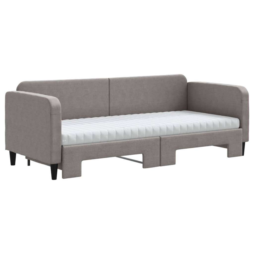 vidaXL Καναπές Κρεβάτι Συρόμενος Taupe 80x200 εκ. Υφασμάτινος Στρώματα