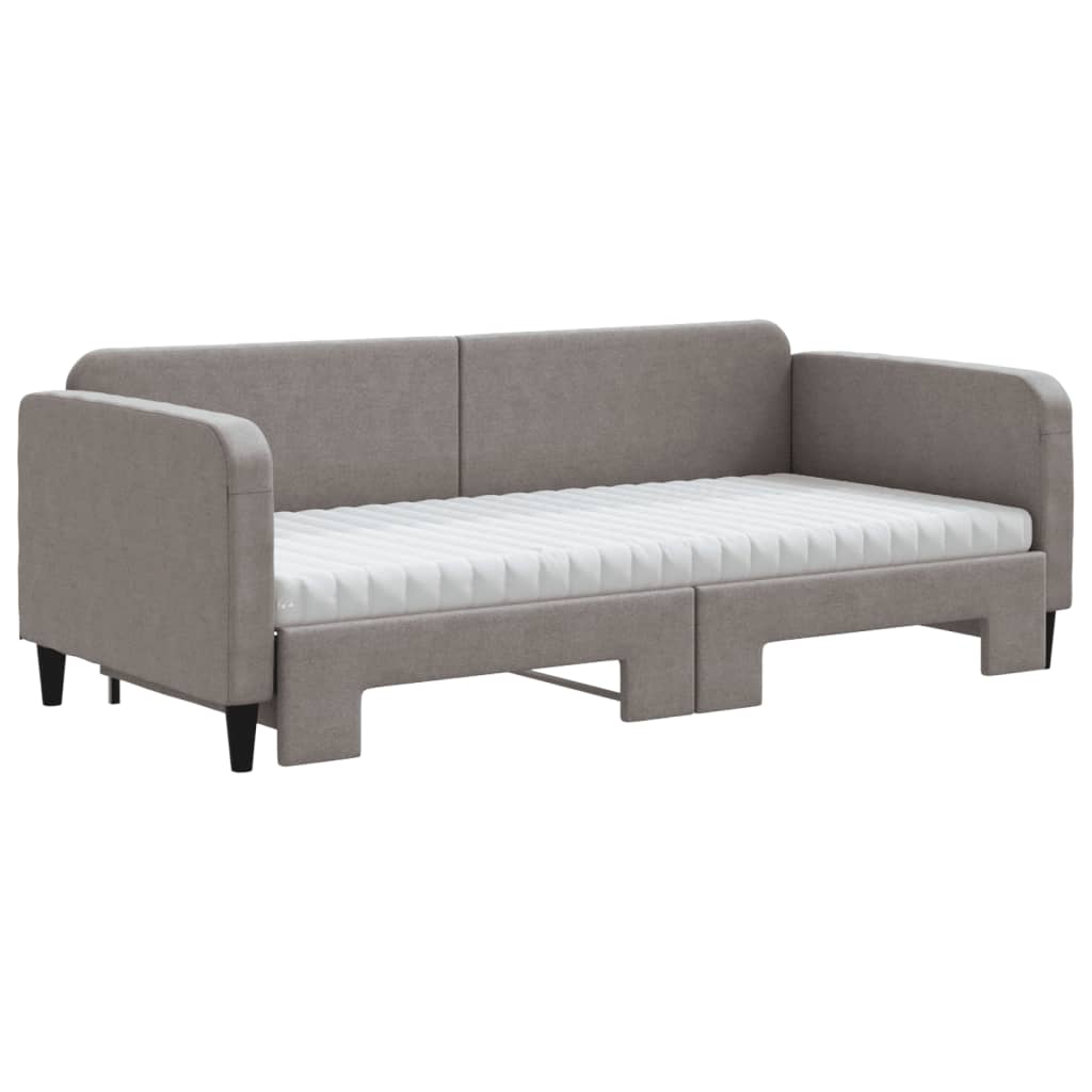vidaXL Καναπές Κρεβάτι Συρόμενος Taupe 90x200 εκ. Ύφασμα Στρώματα