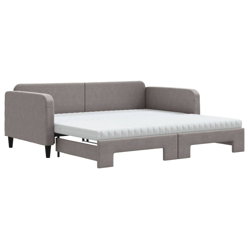vidaXL Καναπές Κρεβάτι Συρόμενος Taupe 100x200εκ. Υφασμάτινος Στρώματα