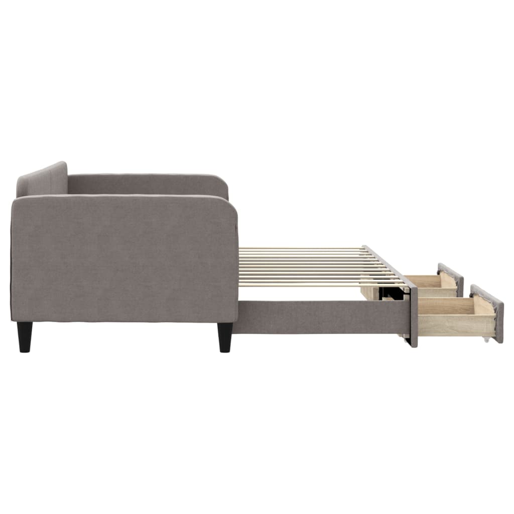 vidaXL Καναπές Κρεβάτι Συρόμενος Taupe 90x200 εκ. Ύφασμα & Συρτάρια