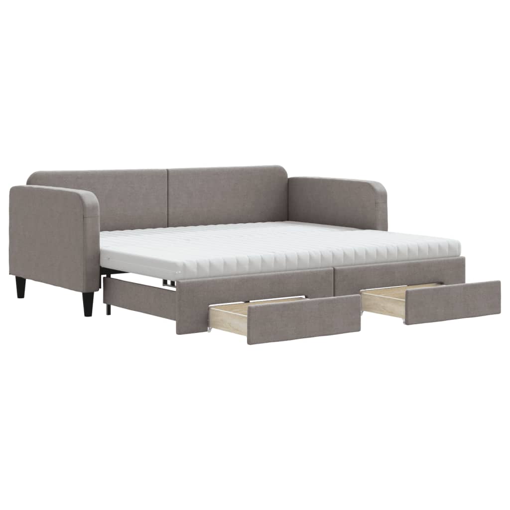 vidaXL Καναπές Κρεβάτι Συρόμενος Taupe 90x200 εκ. Ύφασμα & Συρτάρια