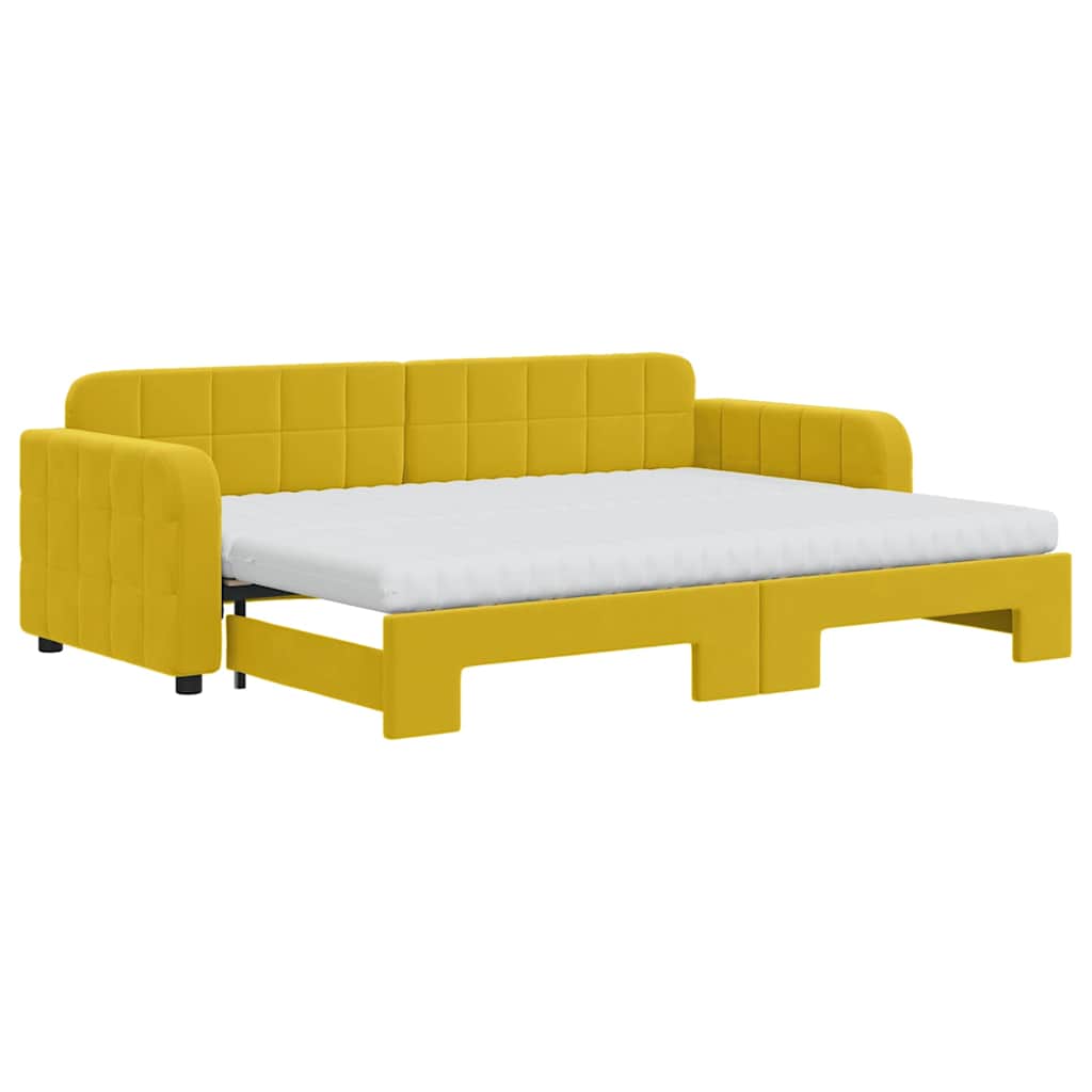 vidaXL Καναπές Κρεβάτι Συρόμενος Κίτρινο 80x200εκ. Βελούδινος Στρώματα