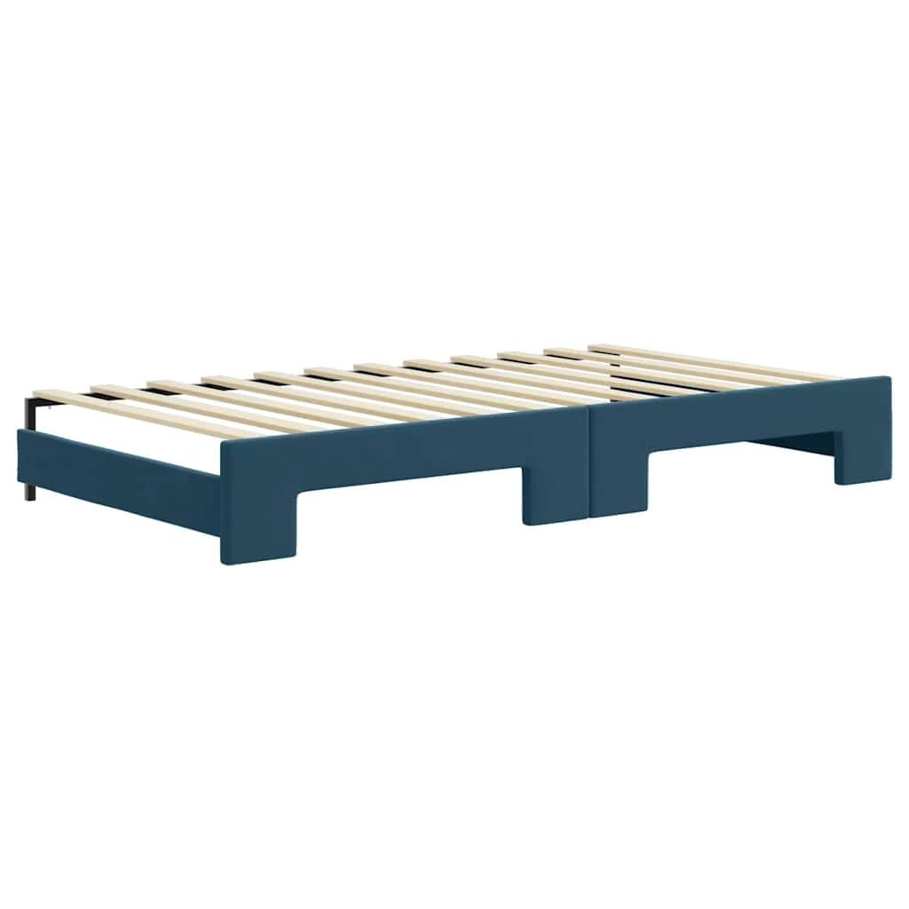 vidaXL Καναπές Κρεβάτι Συρόμενος Μπλε 100x200 εκ. Βελούδινος Στρώματα