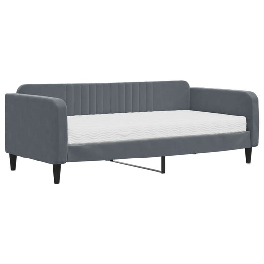 vidaXL Κρεβάτι ημέρας με στρώμα σκούρο γκρι 90x190 cm Βελούδο