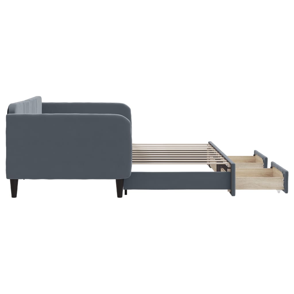 vidaXL Κρεβάτι Ανάκλιντρο με Συρτάρι και Ράφι χωρίς Στρώμα Σκούρο Γκρι 90x190 εκ.