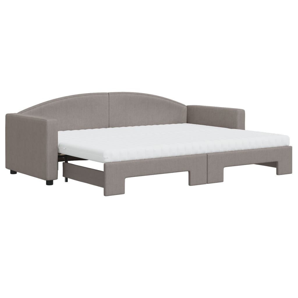 vidaXL Καναπές Κρεβάτι Συρόμενος Taupe 80x200 εκ. Υφασμάτινος Στρώματα