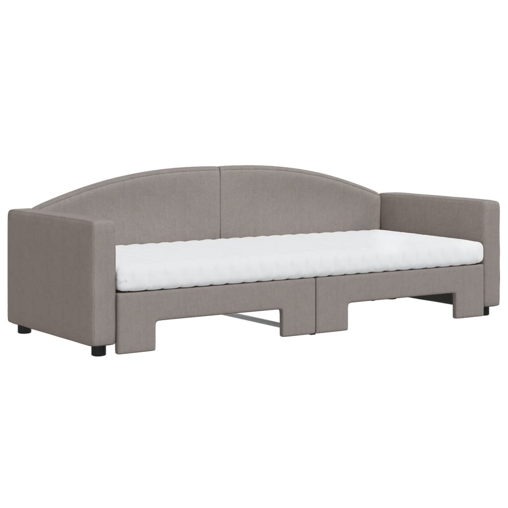 vidaXL Καναπές Κρεβάτι Συρόμενος Taupe 80x200 εκ. Υφασμάτινος Στρώματα