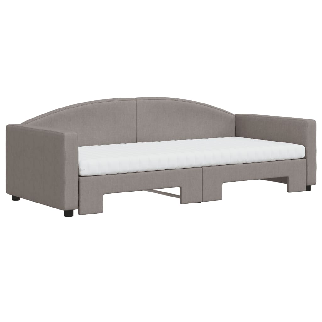 vidaXL Καναπές Κρεβάτι Συρόμενος Taupe 90x200 εκ. Ύφασμα Στρώματα