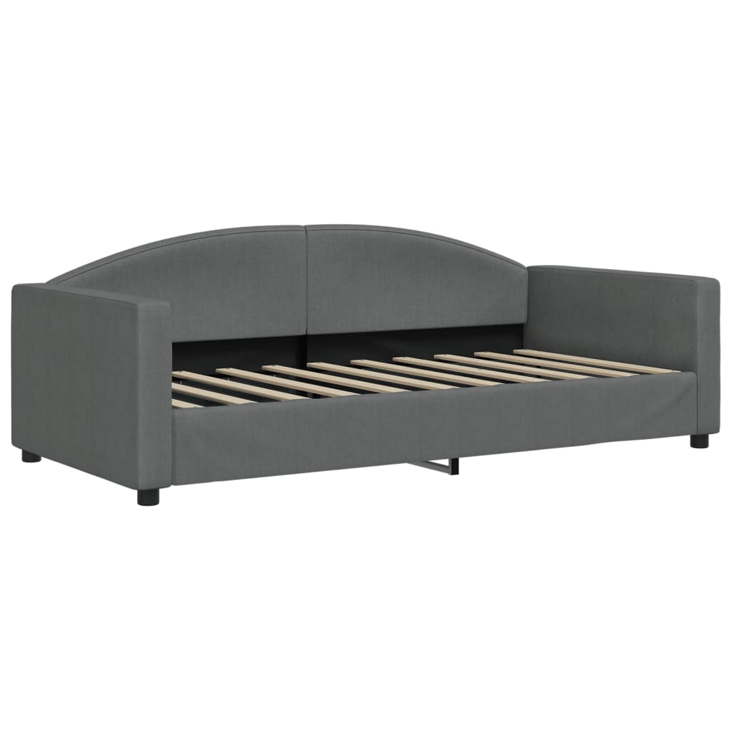 vidaXL Καναπές Κρεβάτι Συρόμενος Σκούρο γκρι 90x190 εκ Ύφασμα Στρώματα